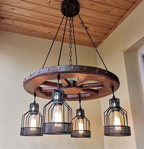 Rustic lighting wagon wheel chandelier