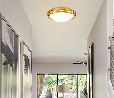 Brass Modern Flush Mount Ceiling Light (12 Inch) | Claxy