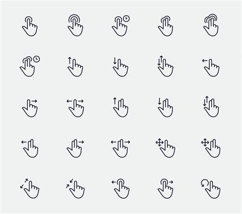 25 Touch Gestures Icons