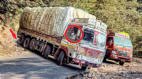 Skills Never Fails : Overloaded Truck Gets Stuck On A Risky Ghat ...