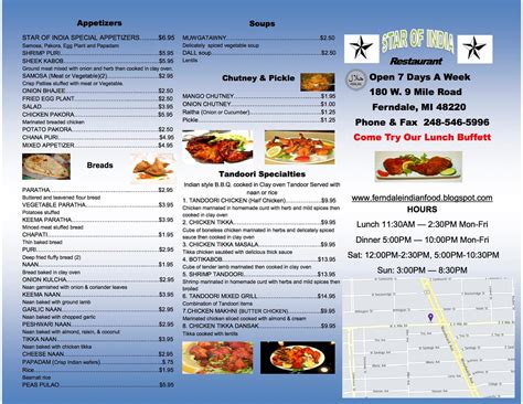 Star of India Menu, Menu for Star of India, Ferndale, Detroit - Urbanspoon/Zomato