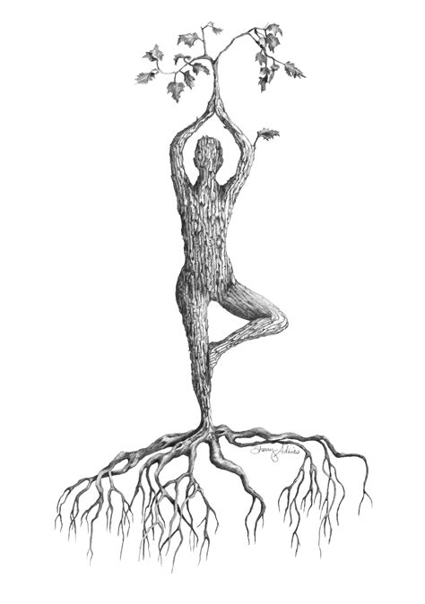 Yoga Art Yoga Wall Decor Tree Pose Pencil Drawing Print - Etsy | Yoga ...