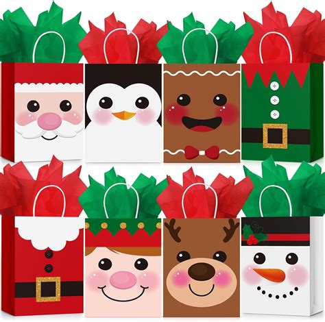 Amazon.com: 24 Pcs Medium Christmas Gift Bags with Tissue Paper, Merry ...