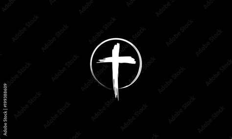 cross logo, Christianity symbol of Jesus Christ. Natural black and ...