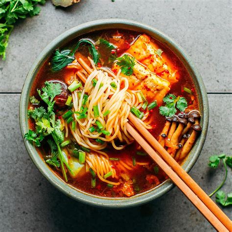 Vegan Kimchi Noodle Soup - Full of Plants