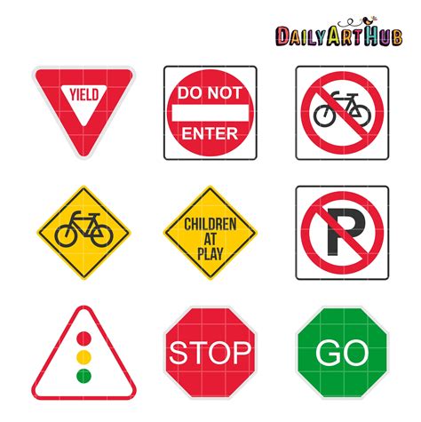 9 Road Signs Clip Art Set – Daily Art Hub // Graphics, Alphabets & SVG ...