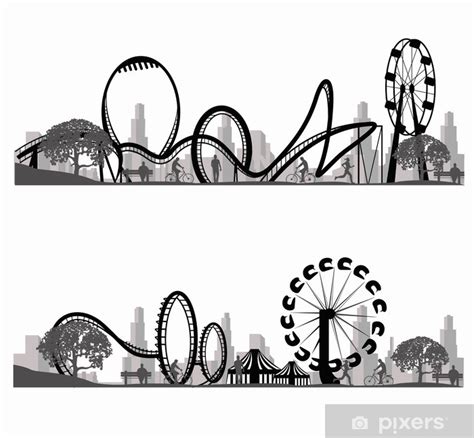 Poster Vector illustration.Roller Coaster Silhouette - PIXERS.US