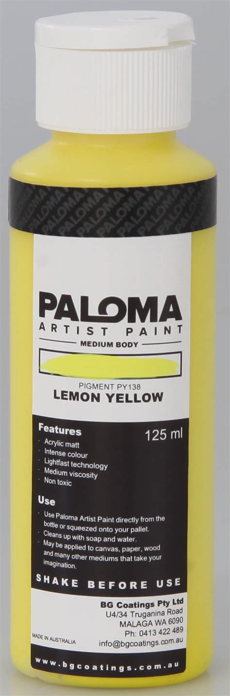 Buy Artist Paint Medium Body Lemon Yellow online | Bg Coatings