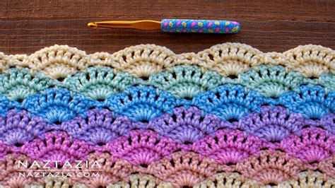 How to Crochet Large Shell Stitch Pattern for a Blanket Scarf and More by Naztazia - YouTube