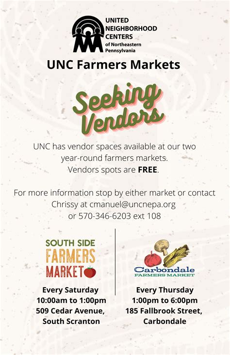 UNC Farmers Markets Seeking Vendors - The Greater Scranton Chamber