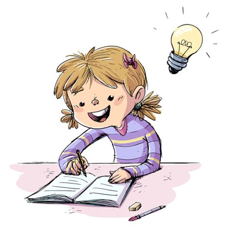 Children doing homework illustration vector free download