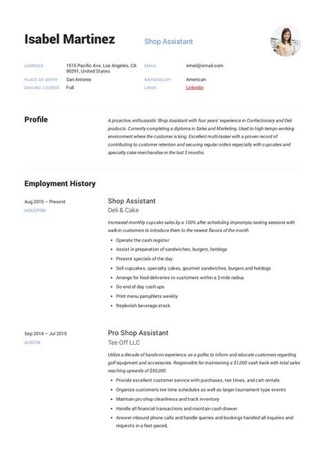 Shop Assistant Resume Example & Writing Guide | PDF Samples | 2019