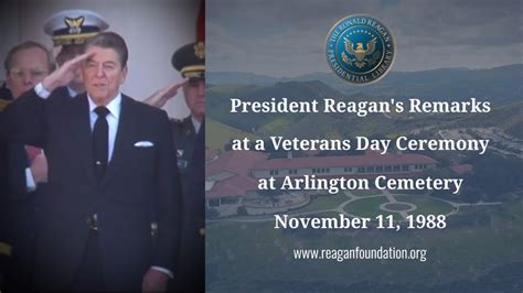 President Reagan's Remarks at a Veterans Day Ceremony on November 11 ...