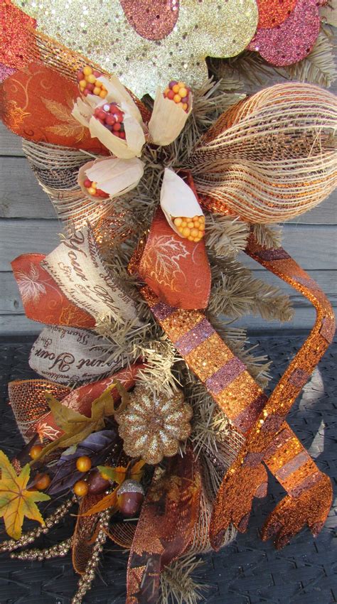3' Thanksgiving Wreath Turkey Door Decor Corn Husk Wreath | Etsy