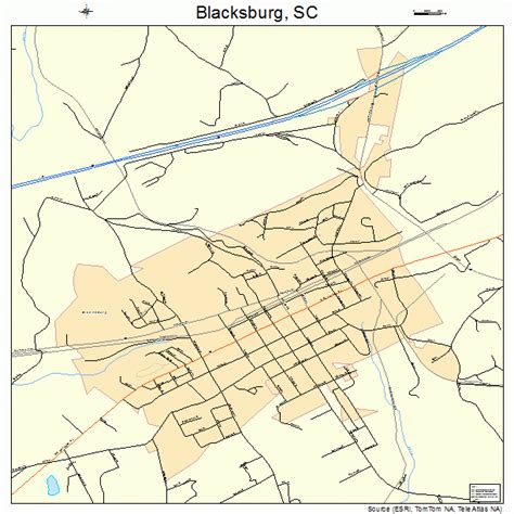 Blacksburg South Carolina Street Map 4506400