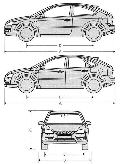 Ford Focus 2004 Blueprint - Download free blueprint for 3D modeling