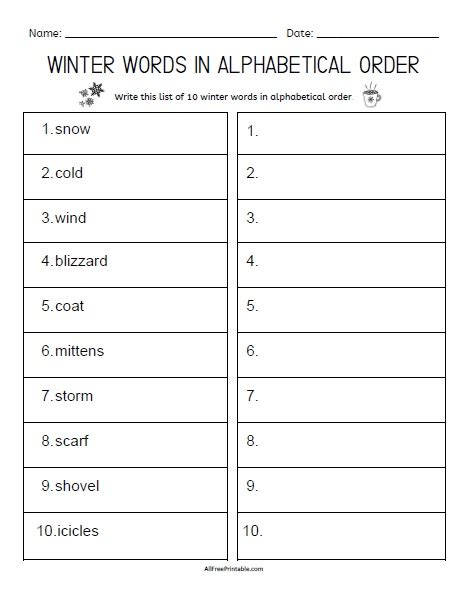 Alphabetical Order | Free Printable - Worksheets Library