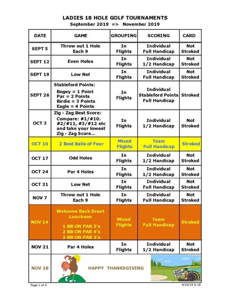 LGA Golf Schedule - Myakka Pines Golf Club