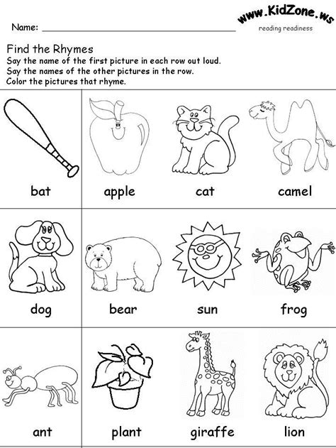 Dr Seuss Rhyming Worksheets Kindergarten ~ Math Worksheets Grade 3