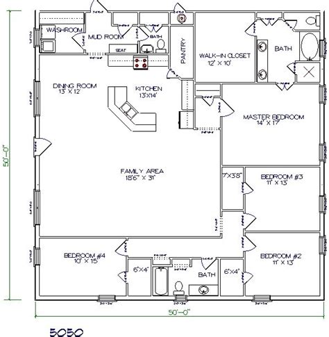 50'X60 Barndominium Floor Plans With Shop - Yulaos