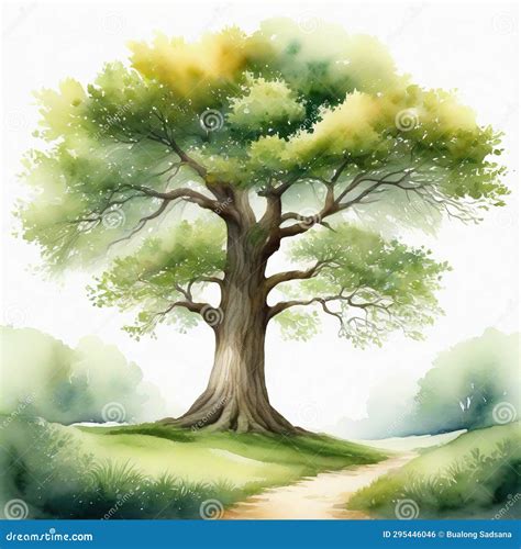 Watercolor Treesof Hand Drawn Forest Tree Stock Illustration - Illustration of white, concept ...