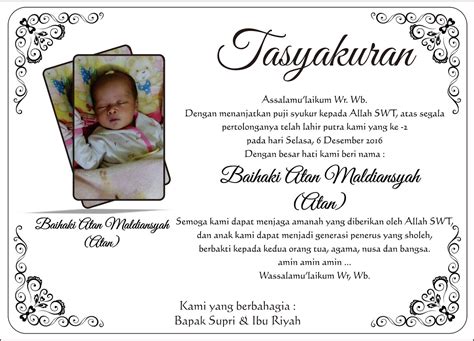 Detail Ucapan Syukuran Kelahiran Bayi Untuk Acara Aqiqah Atau Selapanan ...