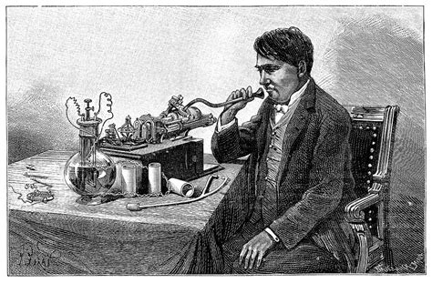 Edison Talking Into His Phonograph Photograph by