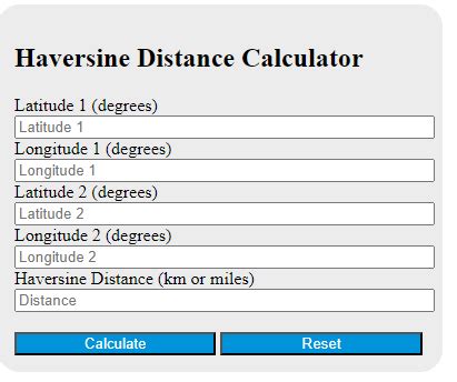 Haversine Distance Calculator - Calculator Academy