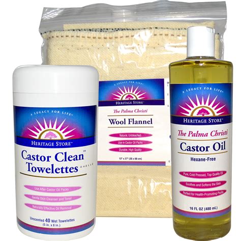 Heritage Store, The Palma Christi Castor Oil Pack Kit, 4 Piece Kit - iHerb