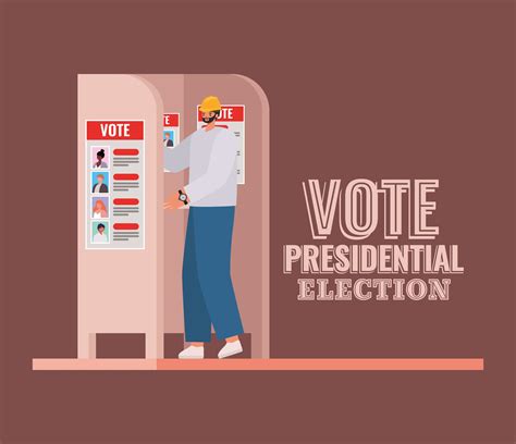 Worker at voting booth with vote presidential election text vector ...