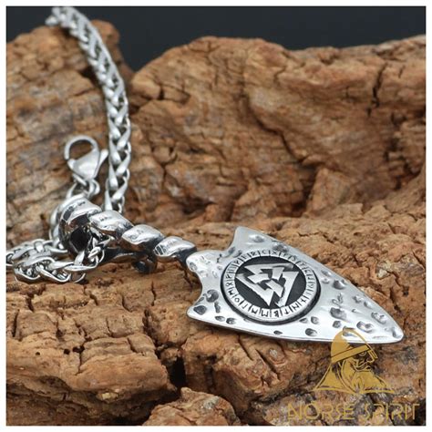 Stainless Steel Gungnir Amulet with Valknut & Runes | Viking pendant, Norse jewelry, Odin's spear