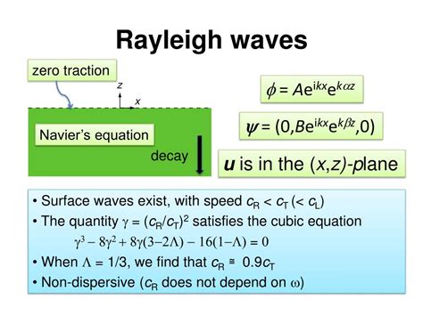 Rayleigh Wave Equation