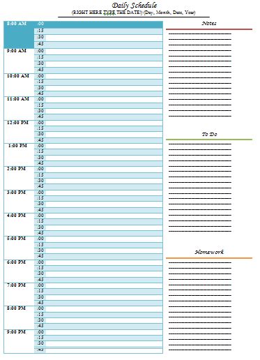 5 Free Daily Schedule Templates in MS Word, MS Excel and PDF