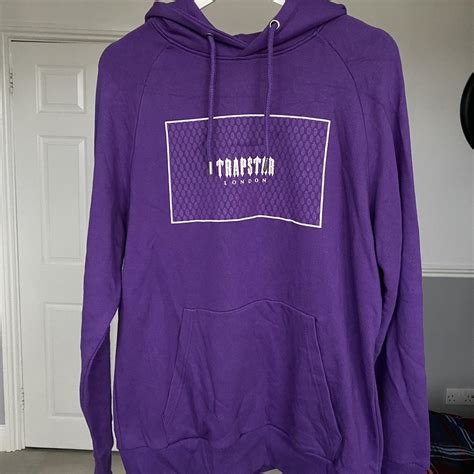 Trapstar Men's Purple and White Hoodie | Depop