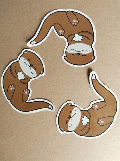 Cute otter glossy stickers otter laptop stickers for her | Etsy