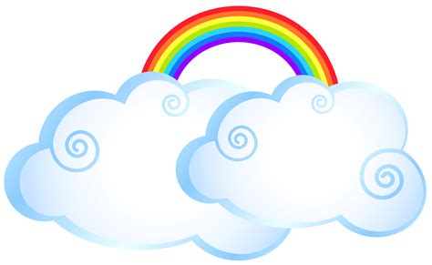 Rainbow Cloud Cartoon - Rainbow with Clouds Transparent PNG Clip Art ...