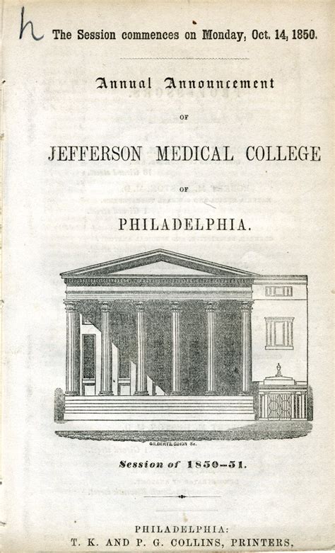 Jefferson Medical College 1850-51