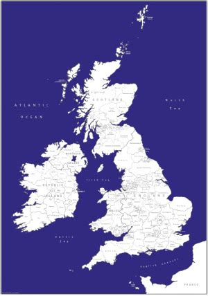 Retro British Isles counties Map - retro colours - Cosmographics Ltd