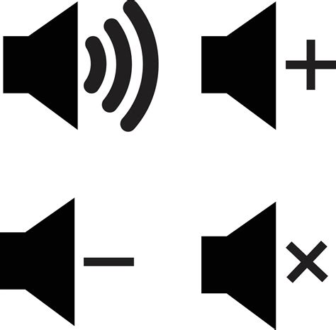 sound button set icons sound on and off, volume up and down, mute, loudspeaker sign, media web ...