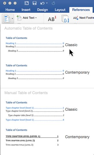 Insert a table of contents - Microsoft Support