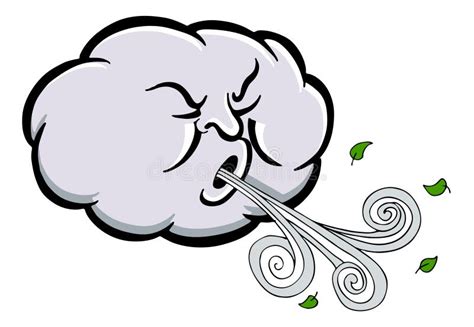 Angry Cloud Blowing Wind Cartoon Stock Vector - Illustration of gusty, cartoon: 110470233