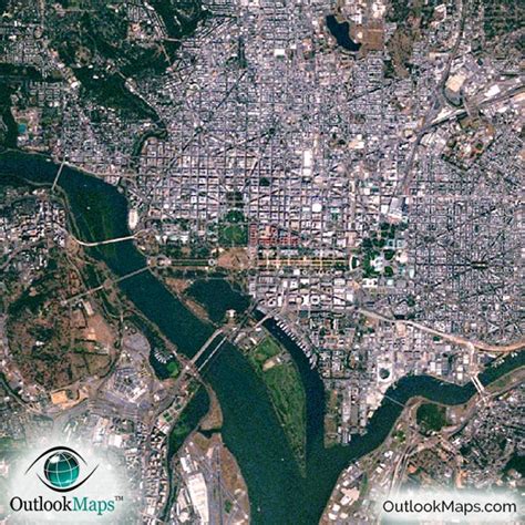 Washington DC Area Satellite Map Print | Aerial Image Poster