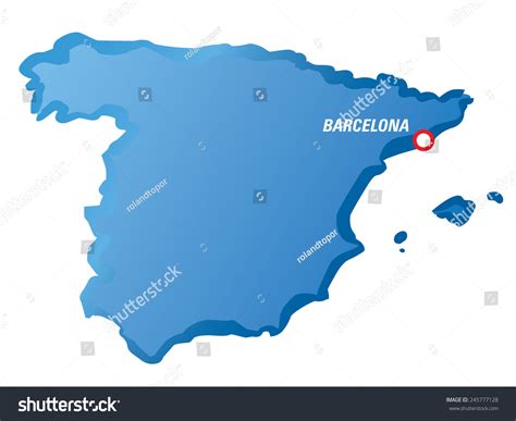 Vector Drawing Map Spain Barcelona Stock Vector (Royalty Free ...