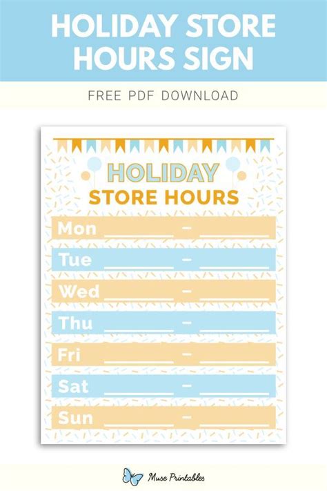 Printable "Holiday Store Hours" Sign Template in 2022 | Store hours ...