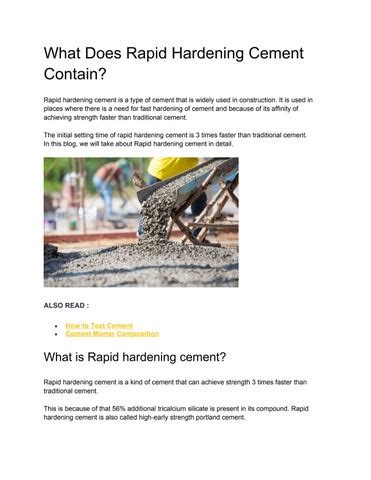 PROPERTIES OF RAPID HARDENING CEMENT by pwhite91 - Issuu