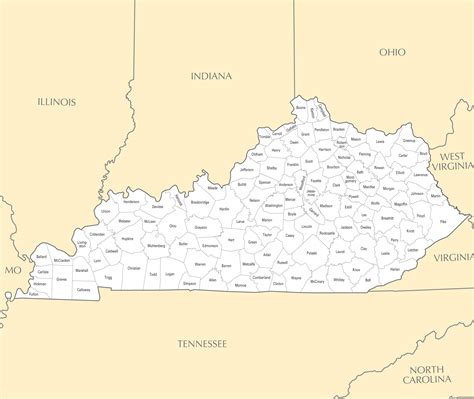 Kentucky County Map Printable