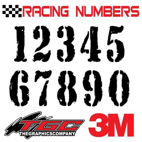 Racing Numbers Vinyl Decals Stickers Serpentine 3 pack | Vinyl decal ...