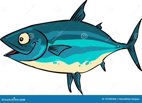 Tuna fish stock vector. Illustration of animal, water - 107850356