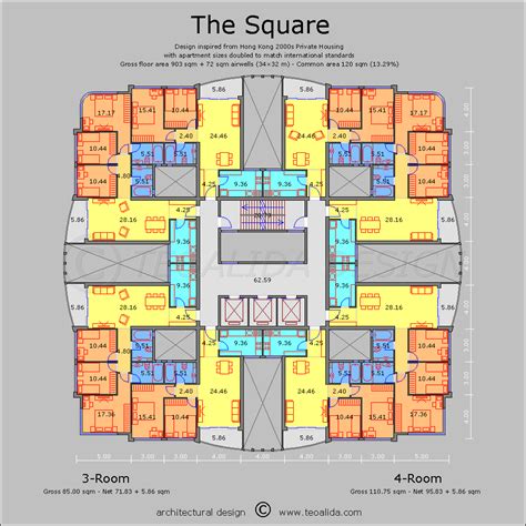 The Square floor plan | Apartment plans, Square floor plans, Apartment floor plans