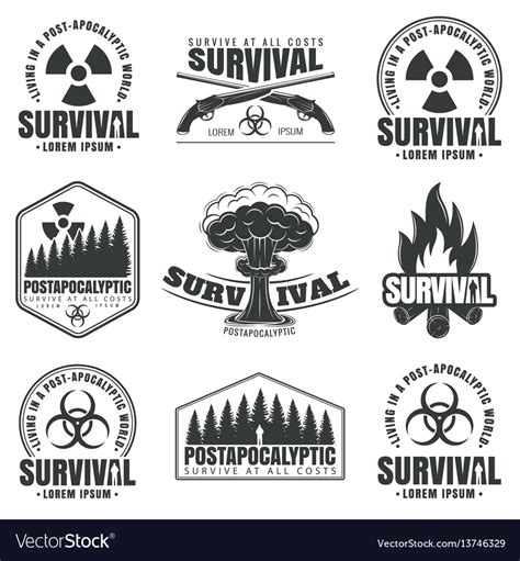 Set of icons on the theme of survival Royalty Free Vector